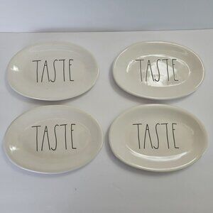 Rae Dunn Plates Oval 8 X 6 inches TASTE set of 4 Dinner Appetizer White Dish